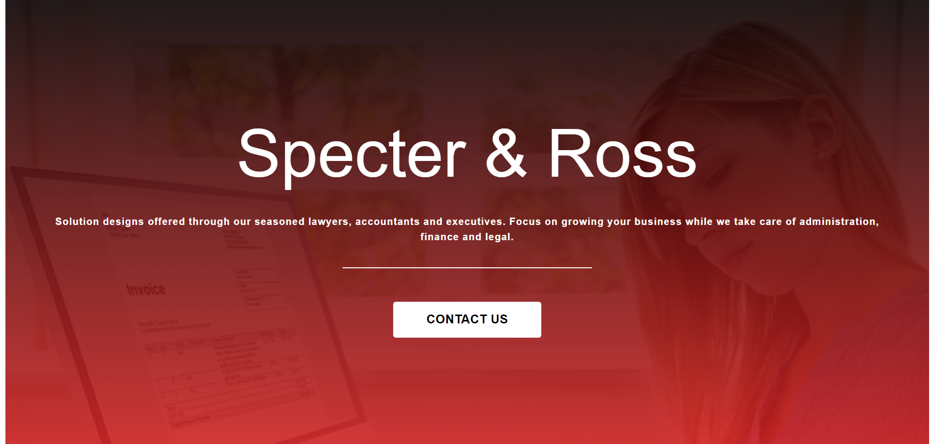 A view of the hero section for specter and ross